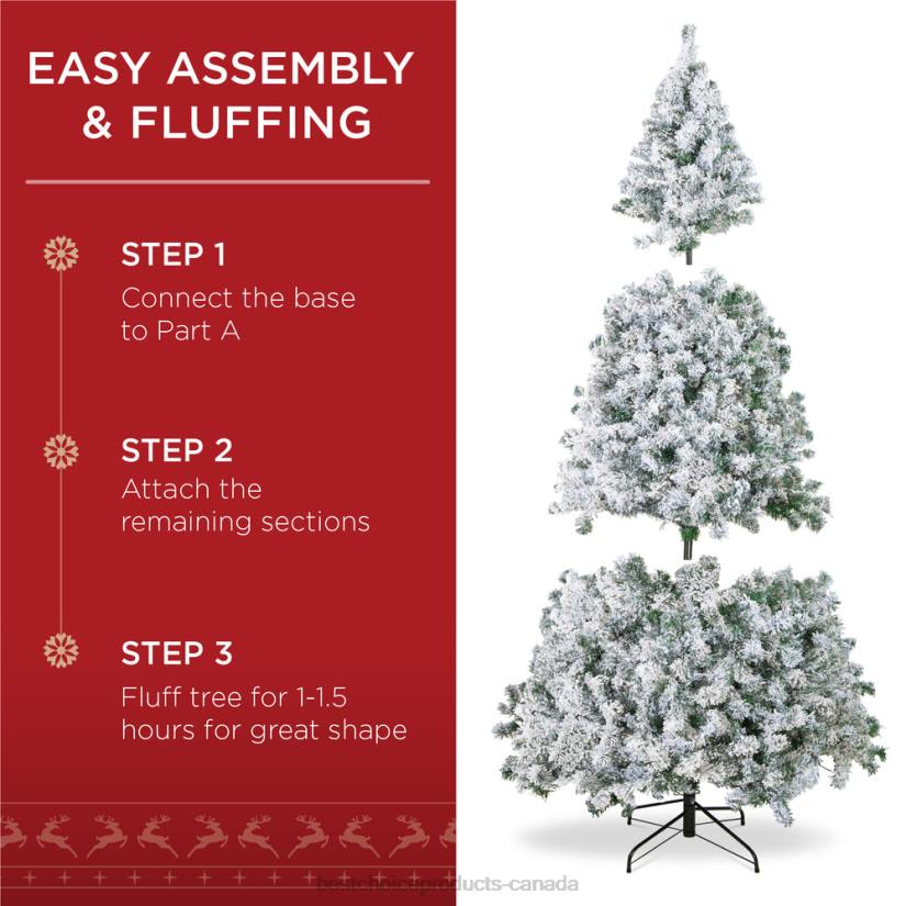4LT229 Beauty Best Choice Products Pre-Lit Snow Flocked Artificial Pine Christmas Tree w/ Multicolored Lights