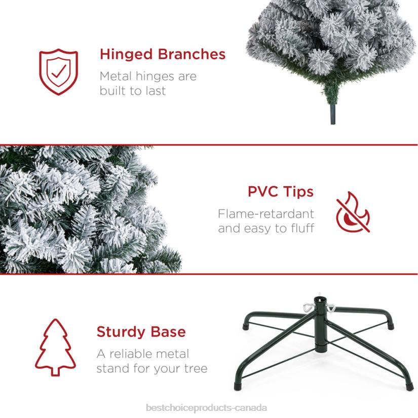 4LT229 Beauty Best Choice Products Pre-Lit Snow Flocked Artificial Pine Christmas Tree w/ Multicolored Lights