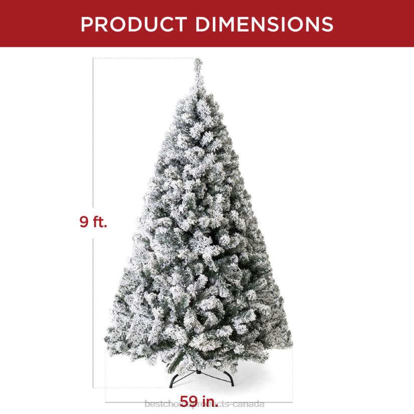4LT229 Beauty Best Choice Products Pre-Lit Snow Flocked Artificial Pine Christmas Tree w/ Multicolored Lights