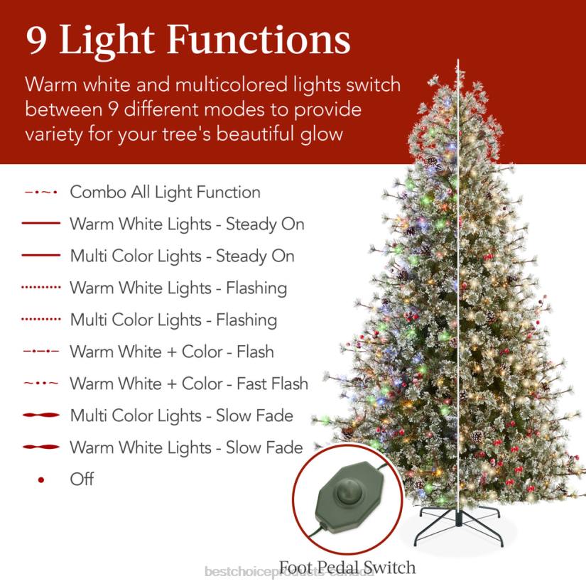 4LT242 Metal Stand Best Choice Products Pre-Lit Semi-Flocked Artificial Cashmere Pine Christmas Tree