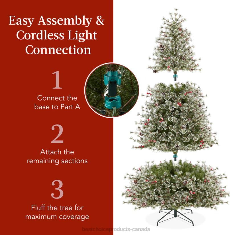 4LT243 Metal Stand Best Choice Products Pre-Lit Semi-Flocked Artificial Cashmere Pine Christmas Tree