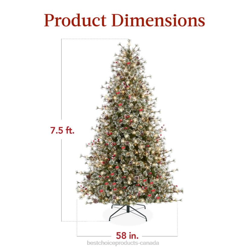 4LT243 Metal Stand Best Choice Products Pre-Lit Semi-Flocked Artificial Cashmere Pine Christmas Tree