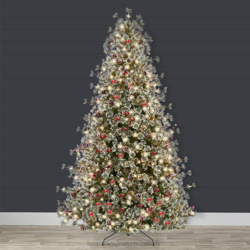 4LT244 Metal Stand Best Choice Products Pre-Lit Semi-Flocked Artificial Cashmere Pine Christmas Tree