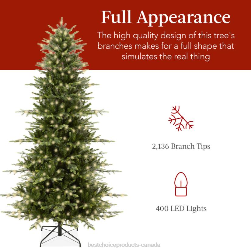 4LT249 Metal Stand Best Choice Products Pre-Lit Artificial Aspen Noble Fir Christmas Tree