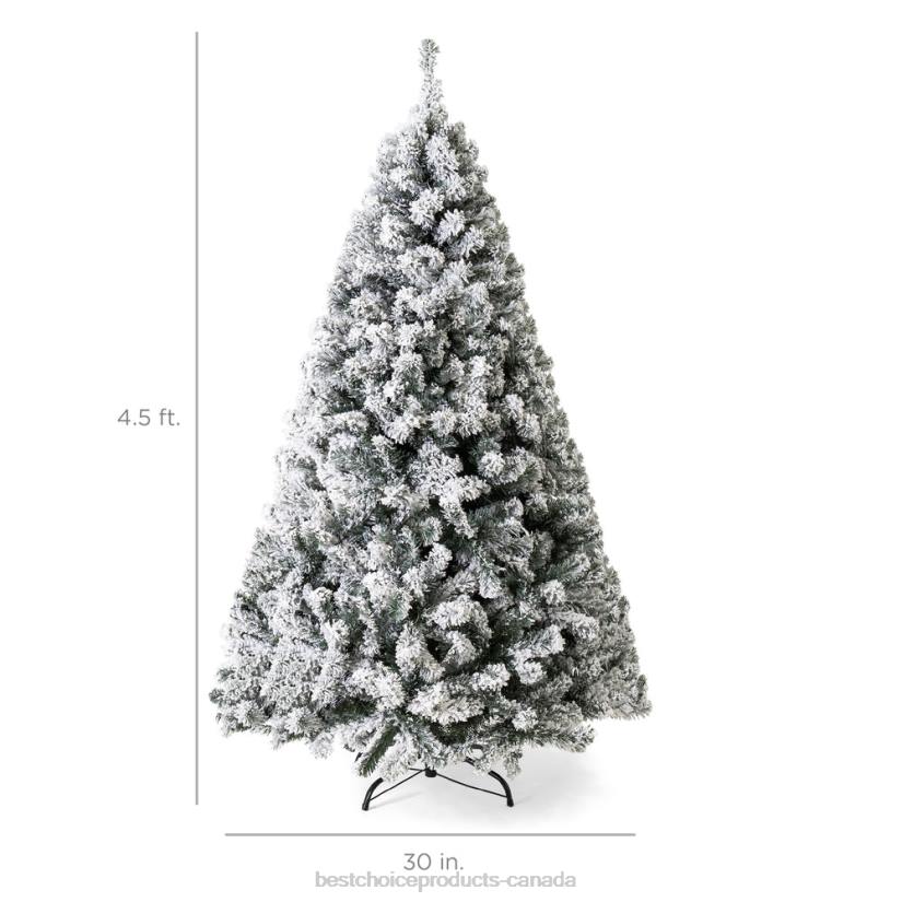 4LT24 Warm White Lights Best Choice Products Pre-Lit Snow Flocked Artificial Pine Christmas Tree w