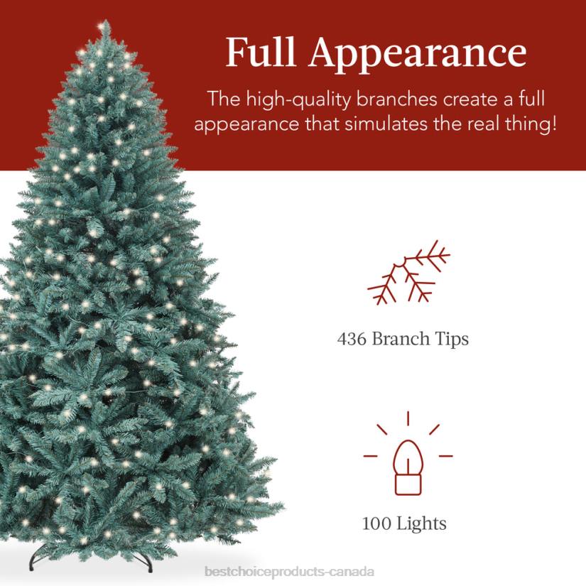 4LT250 Beauty Best Choice Products Pre-Lit Blue Spruce Christmas Tree w/ Foldable Base, Incandescent Lights