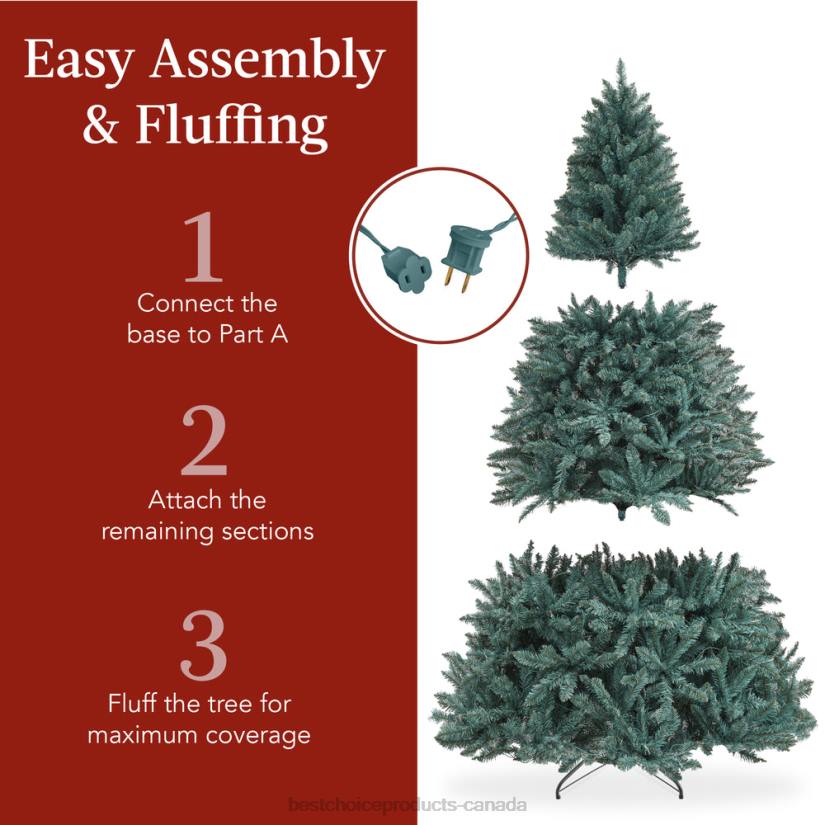 4LT252 Beauty Best Choice Products Pre-Lit Blue Spruce Christmas Tree w/ Foldable Base, Incandescent Lights