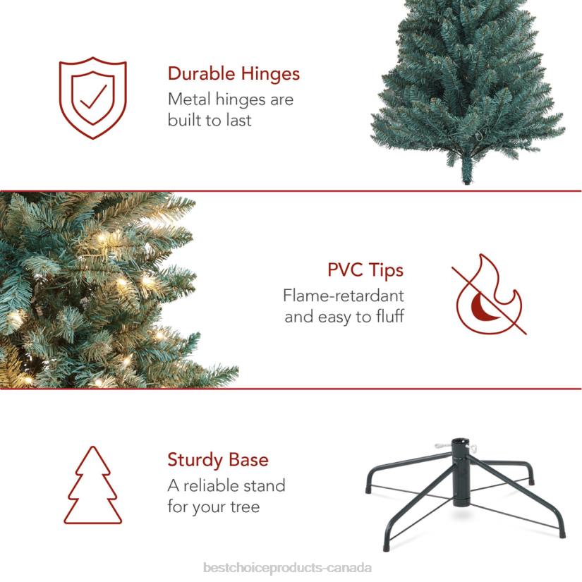 4LT253 Beauty Best Choice Products Pre-Lit Blue Spruce Christmas Tree w/ Foldable Base, Incandescent Lights