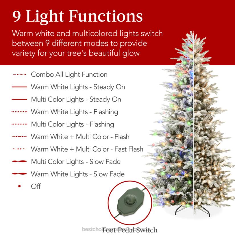 4LT258 Metal Stand Best Choice Products Pre-Lit Flocked Artificial Aspen Noble Fir Christmas Tree