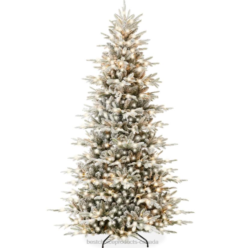 4LT259 Metal Stand Best Choice Products Pre-Lit Flocked Artificial Aspen Noble Fir Christmas Tree