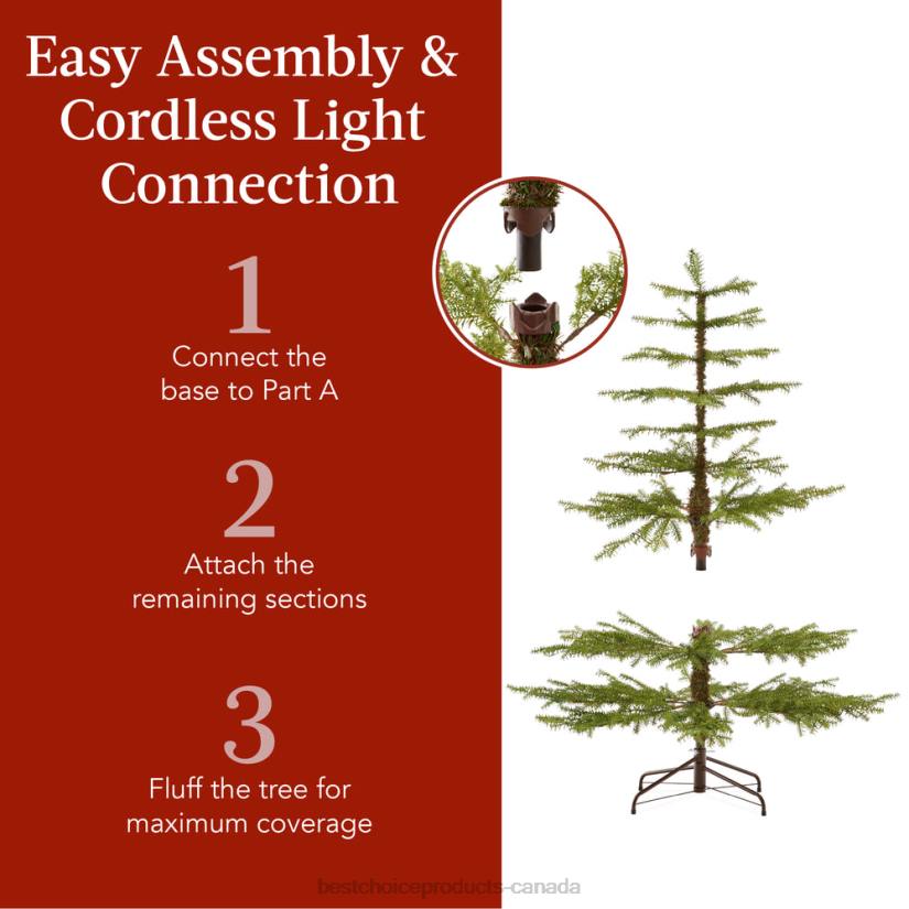 4LT286 Beauty Best Choice Products Pre-Lit Sparse Christmas Tree w/ 2-in-1 LED Lights, Cordless Connection