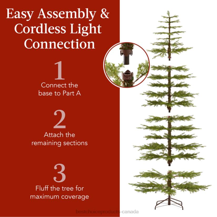 4LT289 Beauty Best Choice Products Pre-Lit Sparse Christmas Tree w/ 2-in-1 LED Lights, Cordless Connection