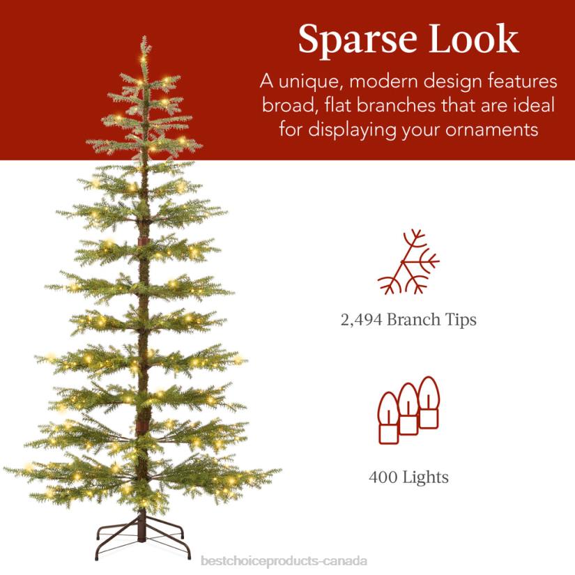 4LT289 Beauty Best Choice Products Pre-Lit Sparse Christmas Tree w/ 2-in-1 LED Lights, Cordless Connection