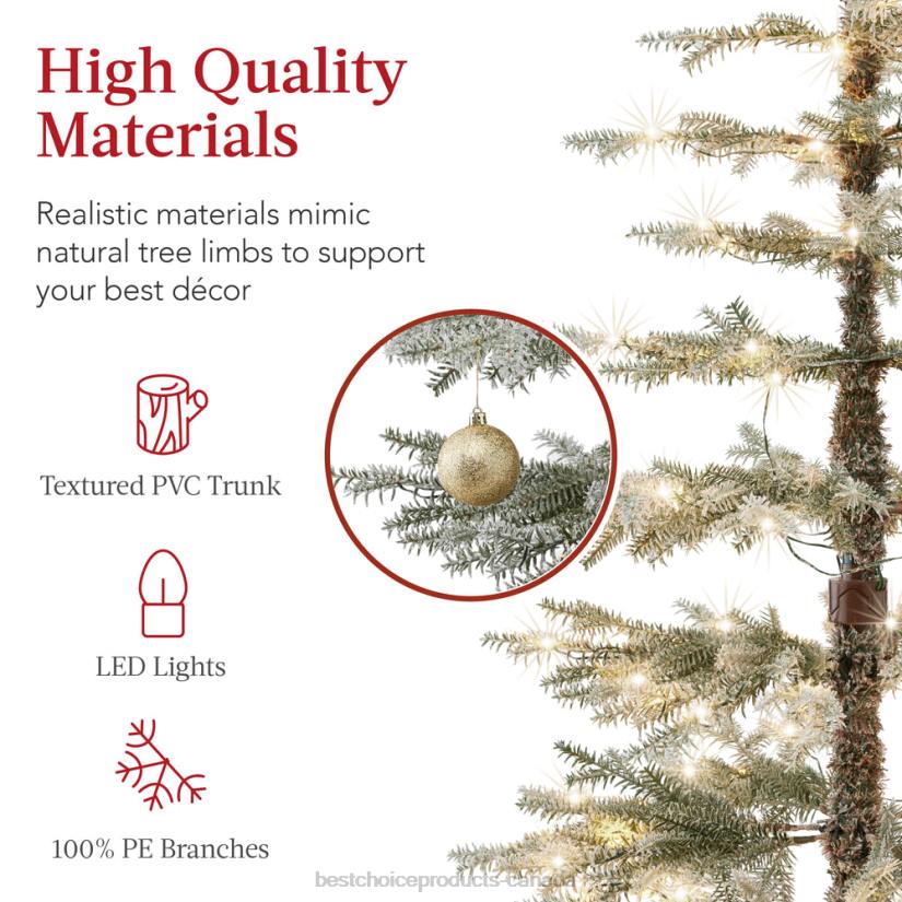 4LT291 Beauty Best Choice Products Pre-Lit Sparse Flocked Christmas Tree w/ 2-in-1 LEDs, Cordless Connection