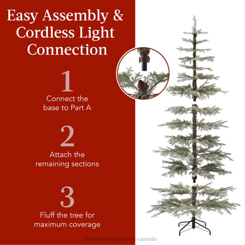4LT291 Beauty Best Choice Products Pre-Lit Sparse Flocked Christmas Tree w/ 2-in-1 LEDs, Cordless Connection