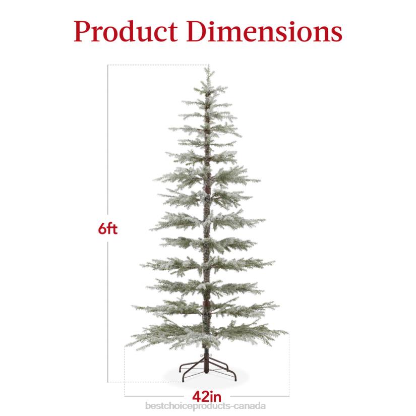 4LT291 Beauty Best Choice Products Pre-Lit Sparse Flocked Christmas Tree w/ 2-in-1 LEDs, Cordless Connection