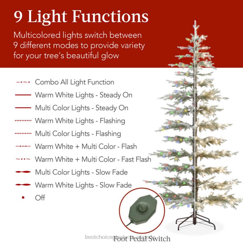 4LT293 Beauty Best Choice Products Pre-Lit Sparse Flocked Christmas Tree w/ 2-in-1 LEDs, Cordless Connection