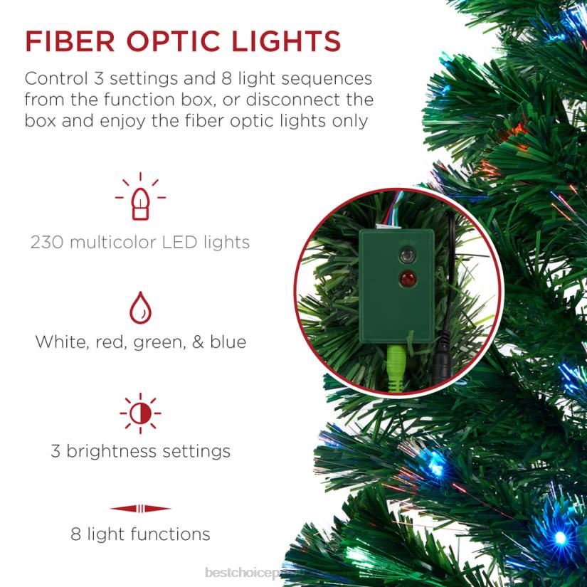 4LT299 Beauty Best Choice Products Pre-Lit Fiber Optic Pine Christmas Tree w/ Multicolor & LED Lights