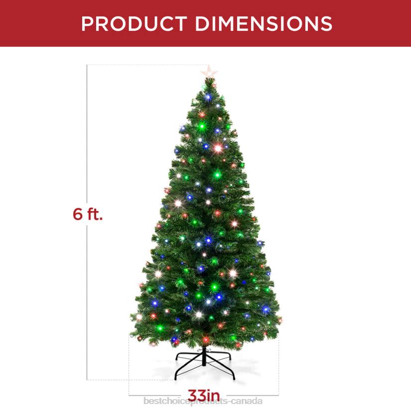 4LT299 Beauty Best Choice Products Pre-Lit Fiber Optic Pine Christmas Tree w/ Multicolor & LED Lights