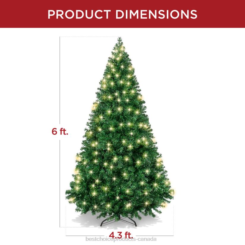 4LT29 White Best Choice Products Premium Artificial Pre-Lit Pine Christmas Tree w/ 1,000 Tips, 250 Lights