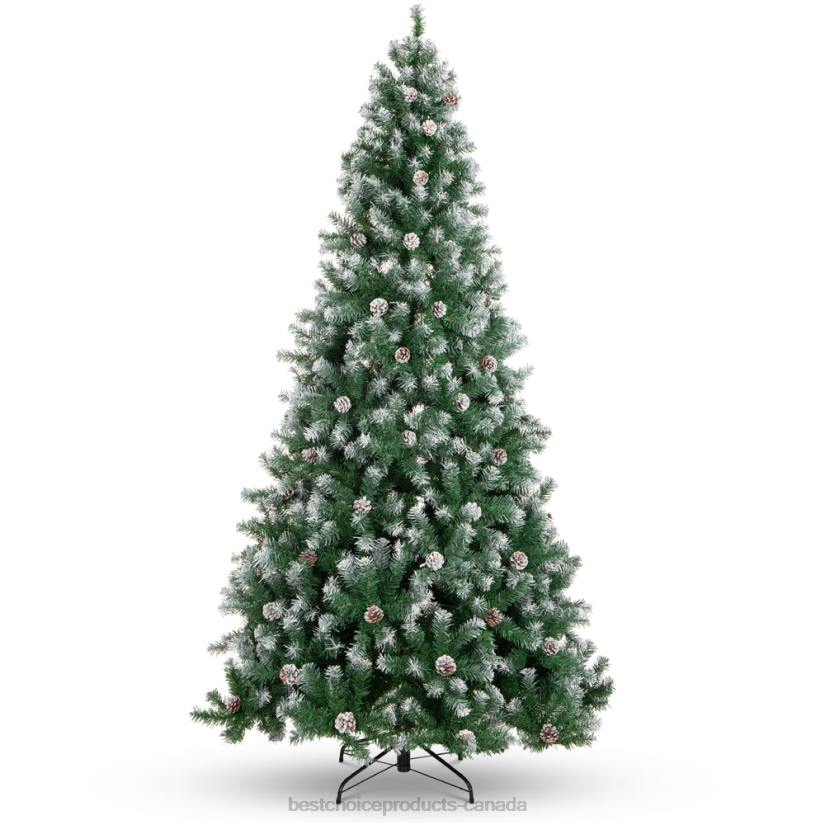 4LT2104 Beauty Best Choice Products Pre-Decorated Christmas Tree w/ Pine Cones, Flocked Branch Tips