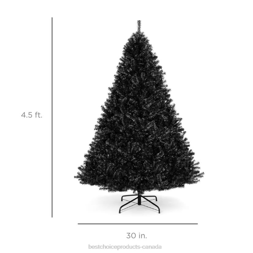 4LT2113 Beauty Best Choice Products Artificial Black Christmas Tree w/ Easy Assembly, Foldable Metal Stand