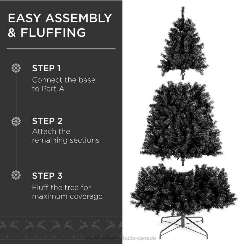 4LT2115 Beauty Best Choice Products Artificial Black Christmas Tree w/ Easy Assembly, Foldable Metal Stand