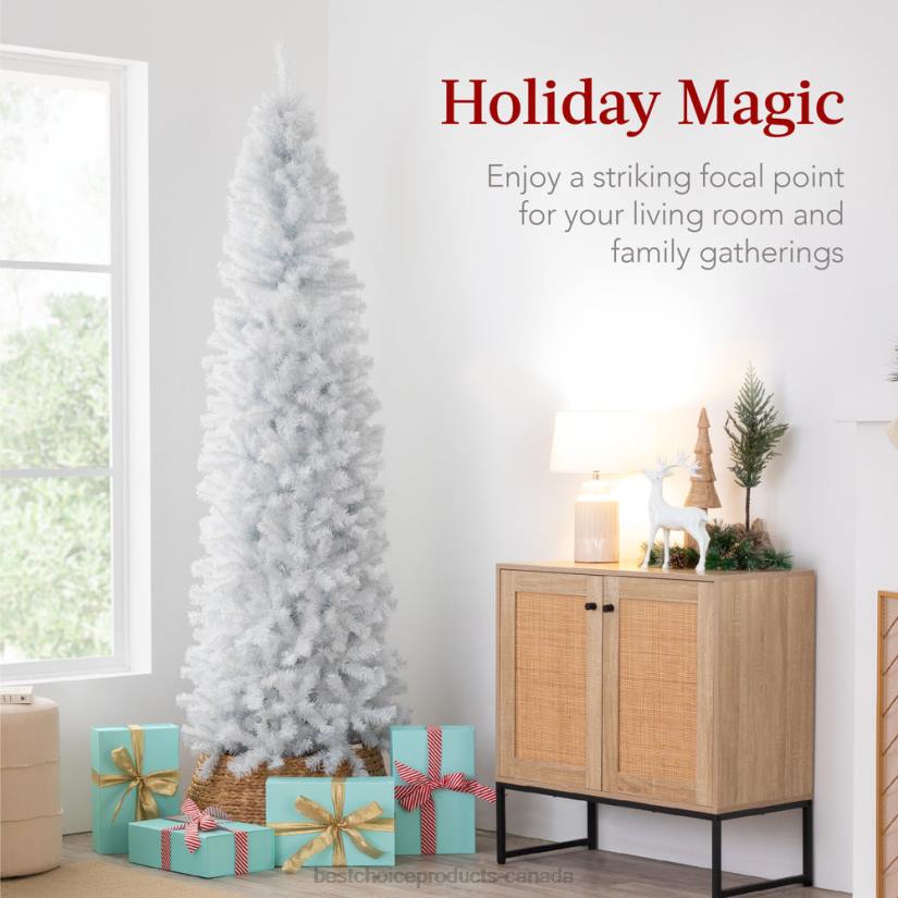 4LT2117 Beauty Best Choice Products White Artificial Pencil Holiday Christmas Tree