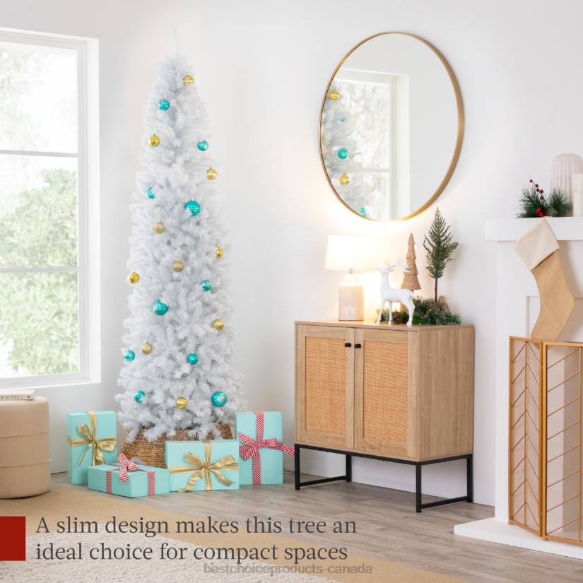 4LT2117 Beauty Best Choice Products White Artificial Pencil Holiday Christmas Tree