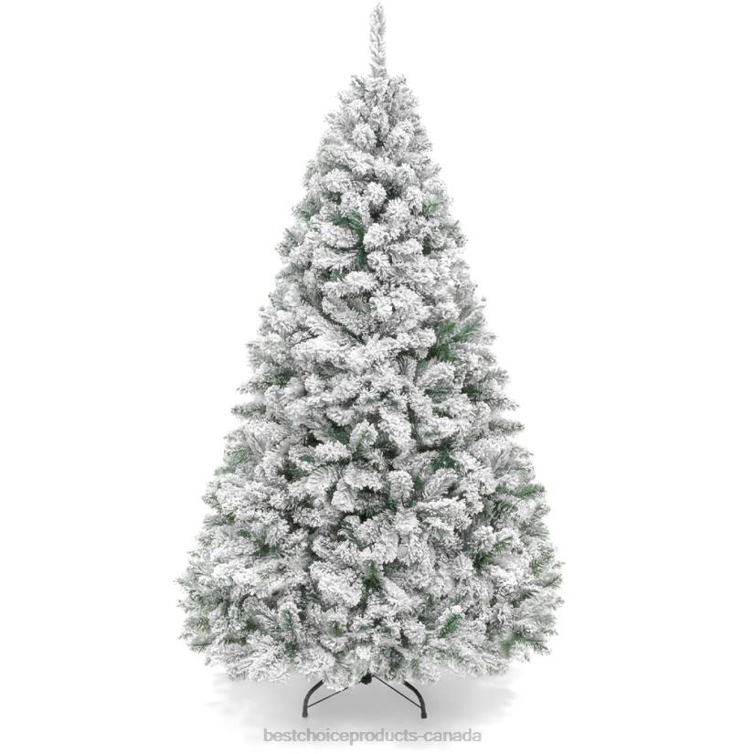 4LT214 Beauty Best Choice Products Premium Snow Flocked Artificial Pine Christmas Tree w/ Foldable Metal Base