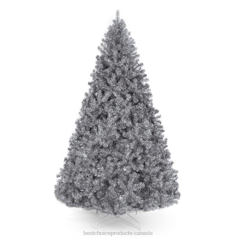 4LT2177 Beauty Best Choice Products Silver Artificial Tinsel Christmas Tree w/ Foldable Stand