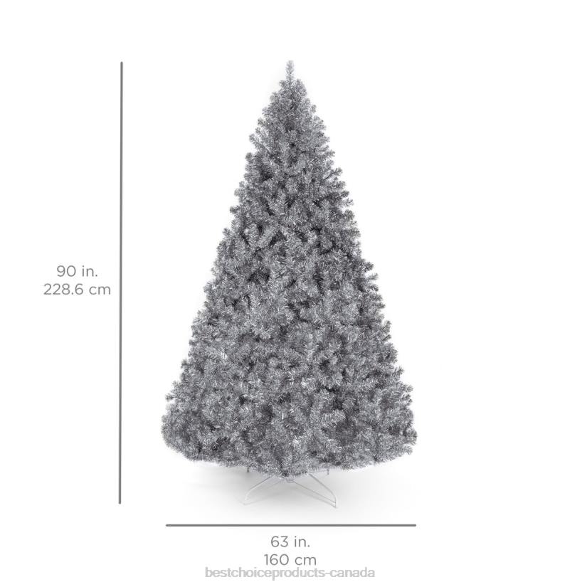 4LT2177 Beauty Best Choice Products Silver Artificial Tinsel Christmas Tree w/ Foldable Stand