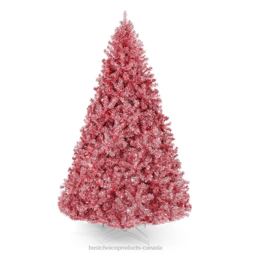 4LT2178 Beauty Best Choice Products Pink Artificial Tinsel Christmas Tree w/ Foldable Stand