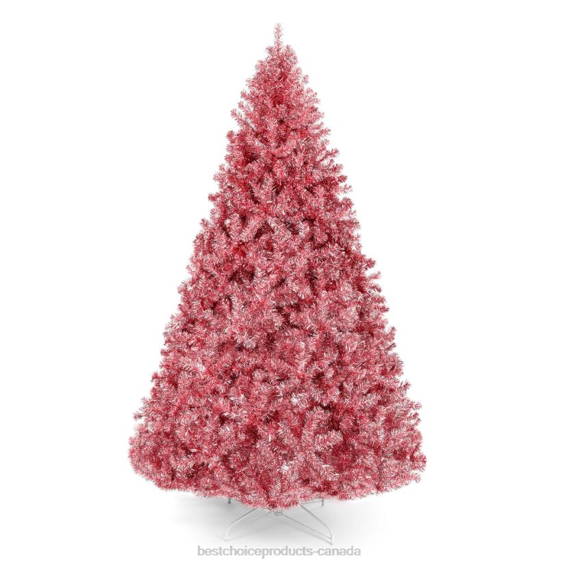 4LT2179 Beauty Best Choice Products Pink Artificial Tinsel Christmas Tree w/ Foldable Stand