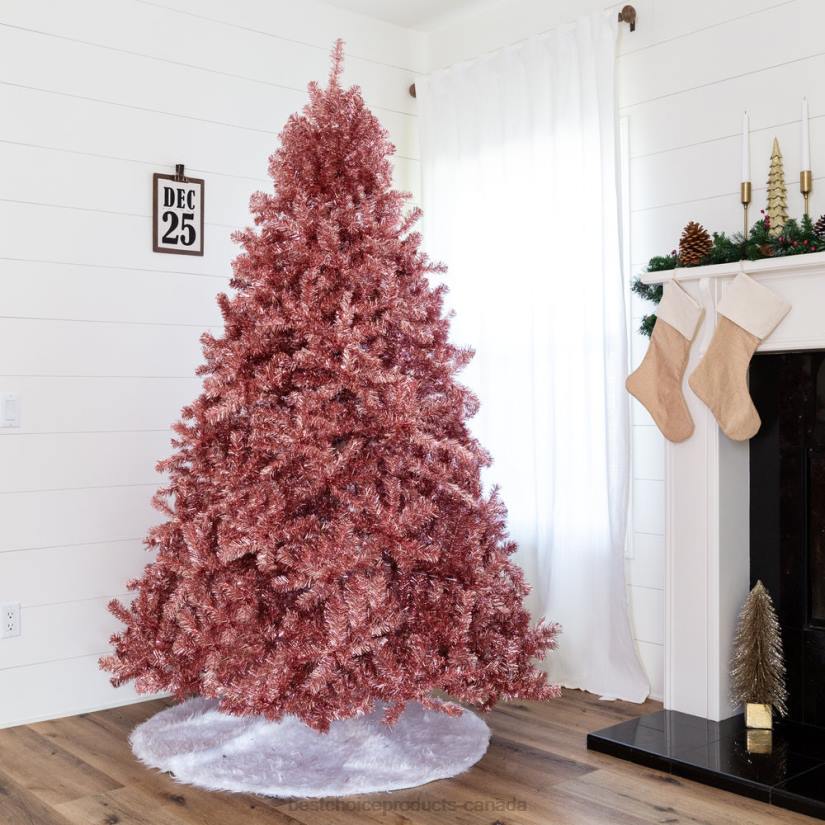 4LT2179 Beauty Best Choice Products Pink Artificial Tinsel Christmas Tree w/ Foldable Stand