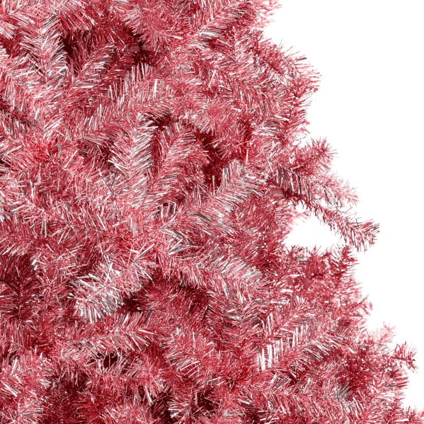 4LT2179 Beauty Best Choice Products Pink Artificial Tinsel Christmas Tree w/ Foldable Stand