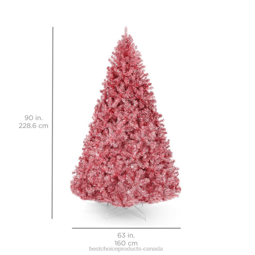 4LT2179 Beauty Best Choice Products Pink Artificial Tinsel Christmas Tree w/ Foldable Stand
