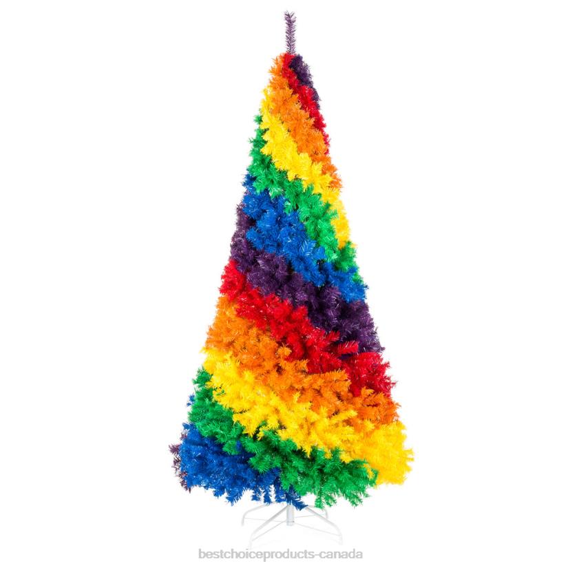 4LT2180 Multicolor Best Choice Products 7ft Artificial Rainbow Full Fir Christmas Tree Holiday Decor w/ Metal Stand