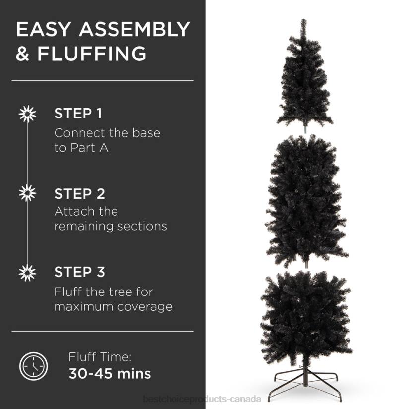 4LT2188 Beauty Best Choice Products Black Artificial Pencil Holiday Christmas Tree