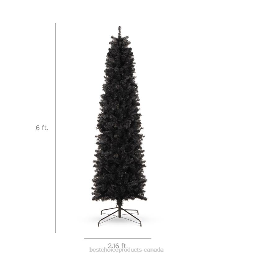 4LT2188 Beauty Best Choice Products Black Artificial Pencil Holiday Christmas Tree