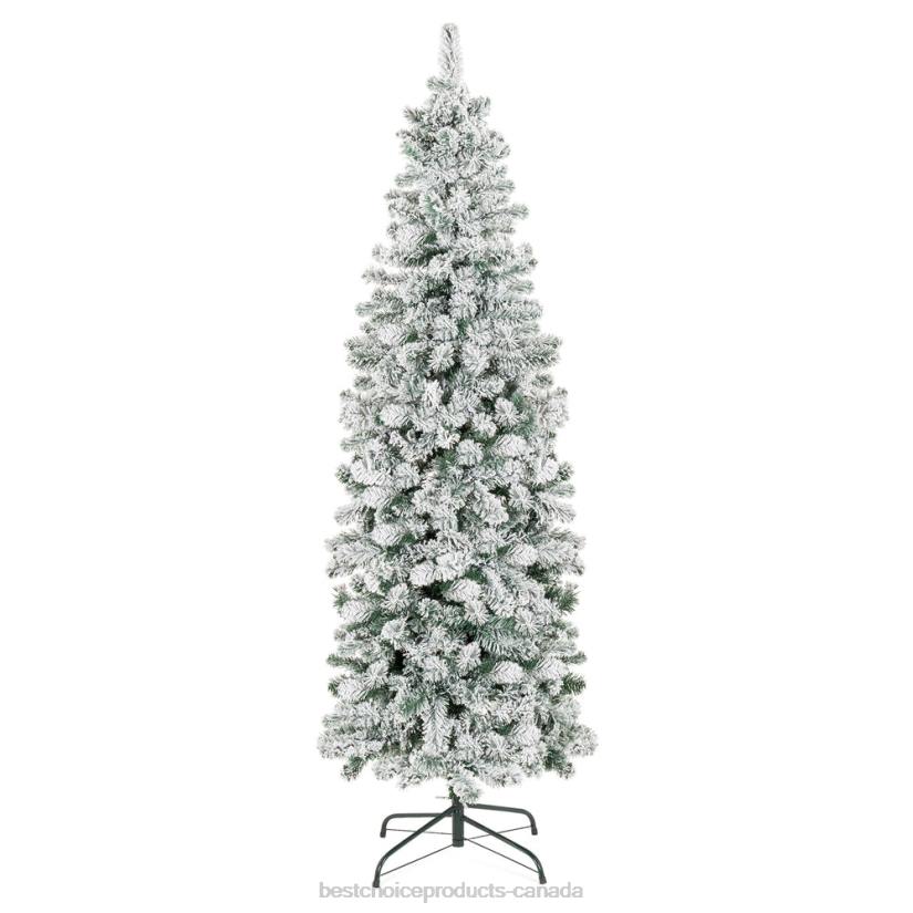 4LT2194 Stand Best Choice Products Snow Flocked Artificial Pencil Christmas Tree