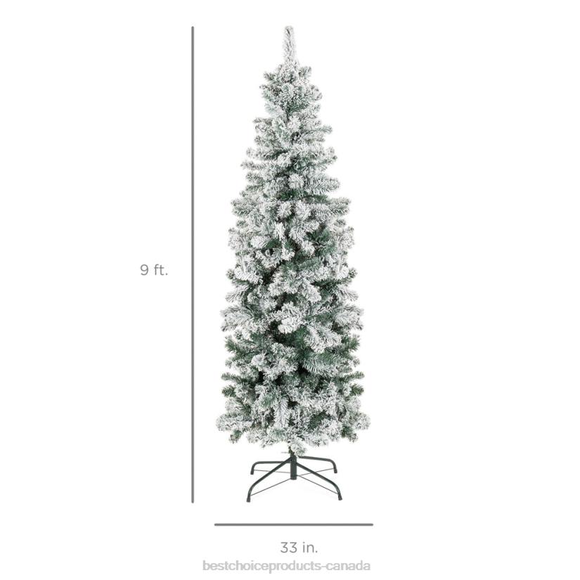 4LT2196 Stand Best Choice Products Snow Flocked Artificial Pencil Christmas Tree