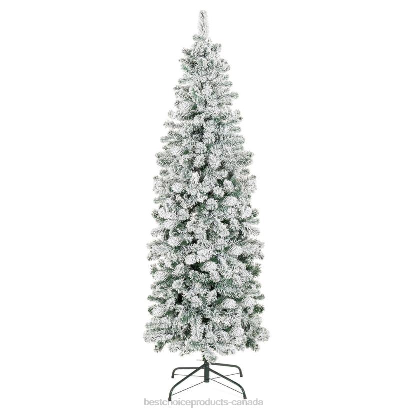 4LT2197 Stand Best Choice Products Snow Flocked Artificial Pencil Christmas Tree