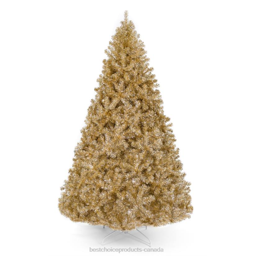 4LT2239 Beauty Best Choice Products Champagne Gold Artificial Tinsel Christmas Tree w/ Foldable Stand