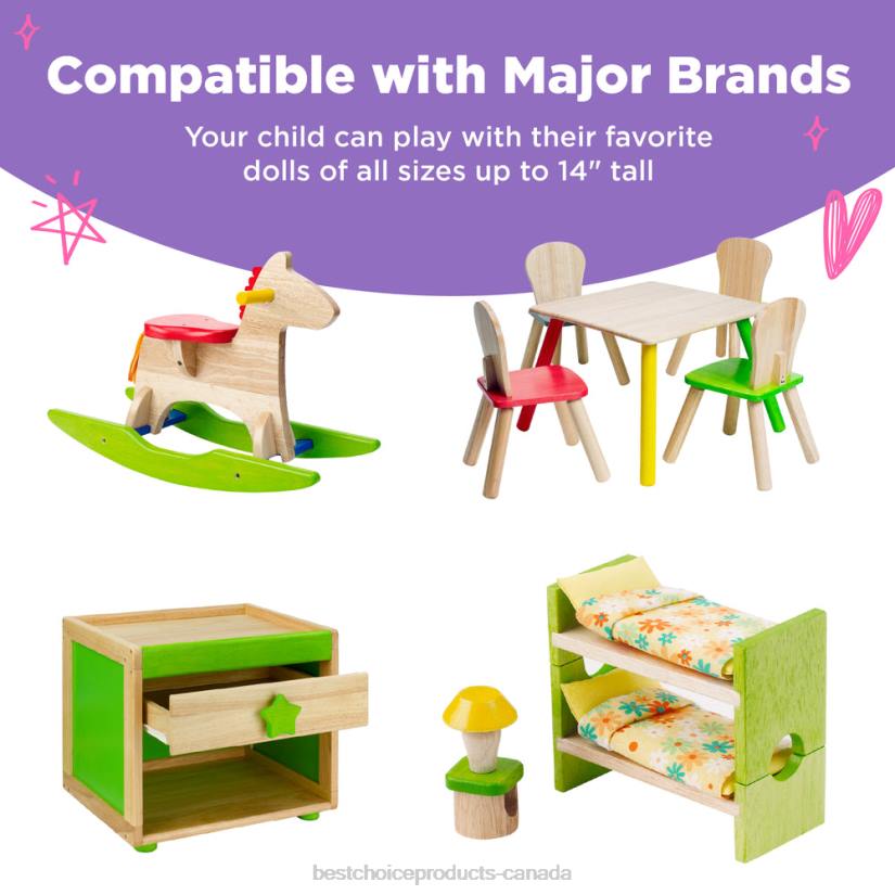 4LT2528 Multicolor Best Choice Products 3-Story Wood Dollhouse, Large Open Mansion w/ 5 Rooms, 17 Accessories