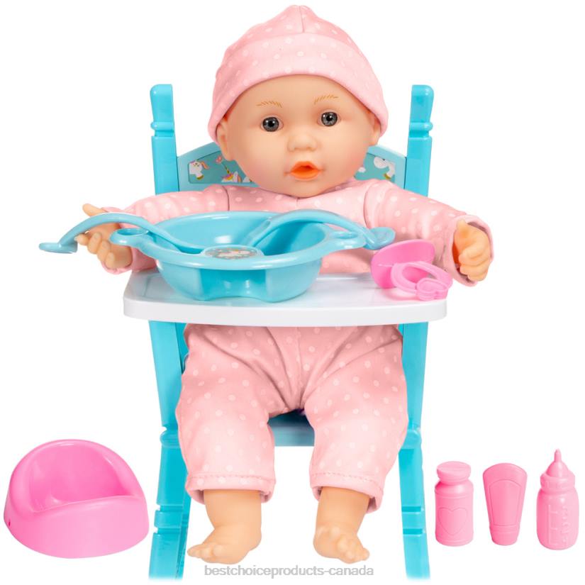 4LT2529 Multicolor Best Choice Products Realistic Baby Doll with Soft Body, Highchair, Potty, Accessories