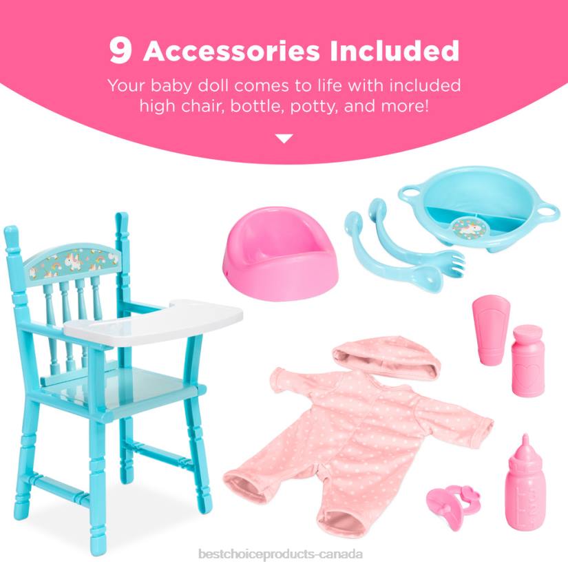 4LT2529 Multicolor Best Choice Products Realistic Baby Doll with Soft Body, Highchair, Potty, Accessories