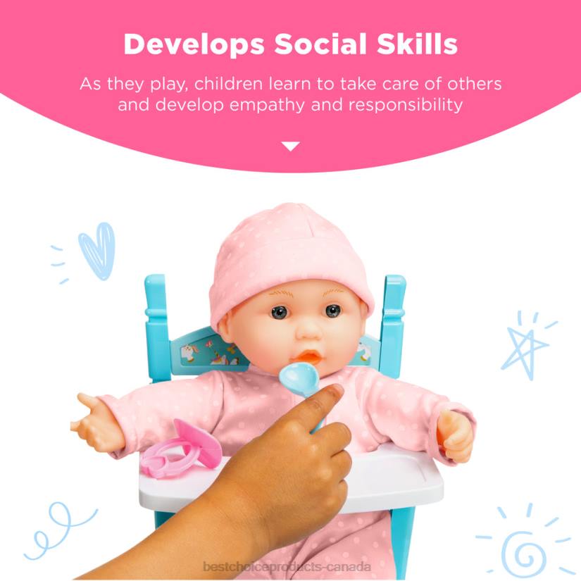 4LT2529 Multicolor Best Choice Products Realistic Baby Doll with Soft Body, Highchair, Potty, Accessories