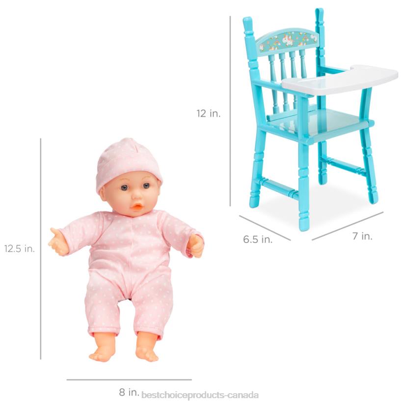 4LT2529 Multicolor Best Choice Products Realistic Baby Doll with Soft Body, Highchair, Potty, Accessories
