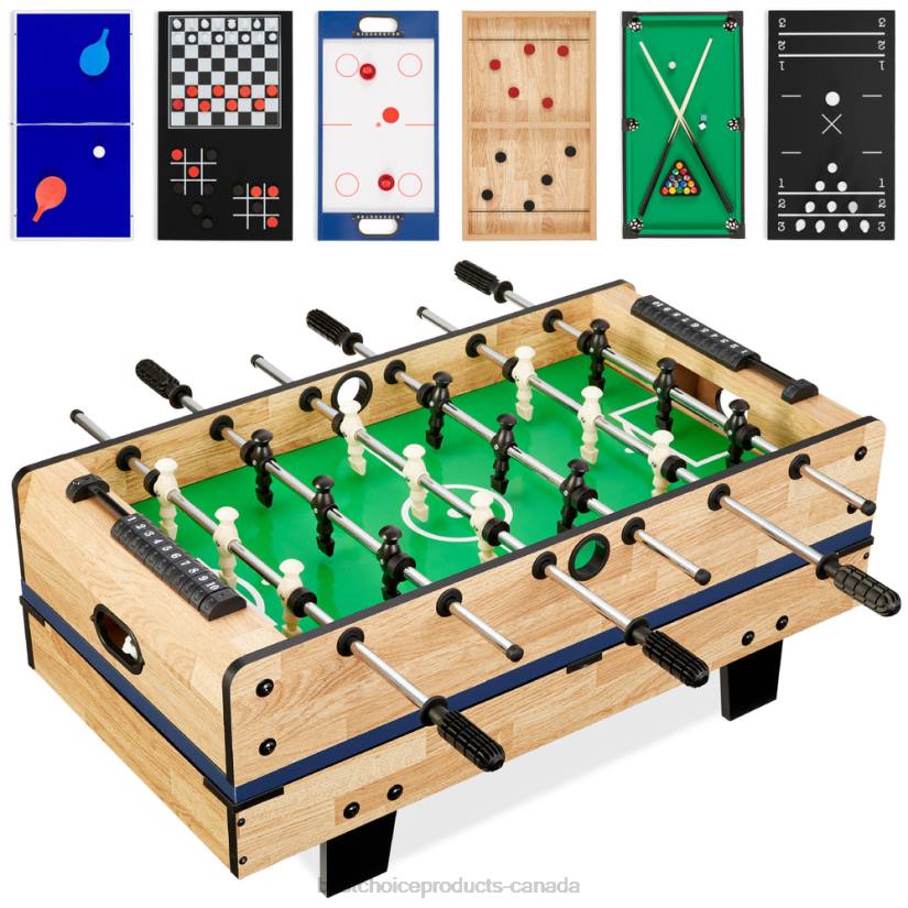 4LT21010 Light Wood Best Choice Products 11-in-1 Combo Game Set w/ Ping Pong, Foosball, Air Hockey, 5 Storage Bags